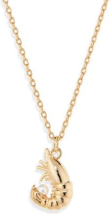 Estella Bartlett Shrimp Faux Pearl Pendant Necklace in Gold at Nordstrom