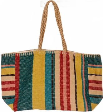 Will & Atlas Womens Carmen Striped Tote Shoulder Bag In Jute