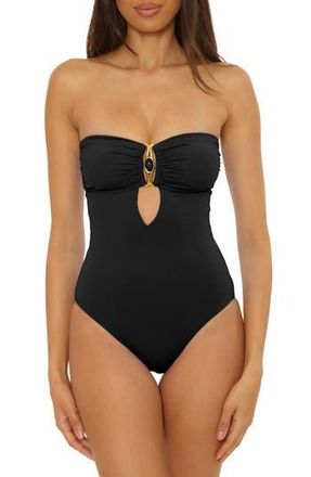 BECCA by Rebecca Virtue Rock Solid Bandeau One-Piece Swimsuit in Black at Nordstrom Rack, Size Medium