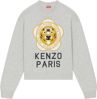 Kenzo Tiger Academy Sweater - Dames - Ronde hals truien - Grijs - L - Katoen - Truien & Vesten