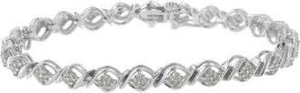 House of Brilliance Silver Diamond Cluster Link Bracelet in White at Nordstrom