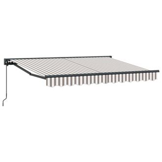 vidaXL Toldo Retr&aacute;ctil Manual Gris Claro Y Blanco. 4,5 X 3,5 M Vidaxl