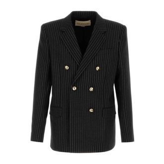 Valentino Garavani Formal Blazers, male, Black, Size: M Embroidered Wool Blend Blazer