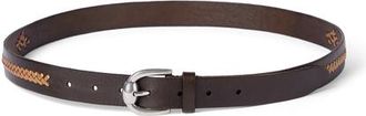 Brunello Cucinelli Leather braided pattern belt in Chocolate at Nordstrom, Size 100