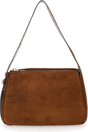 Tory Burch Womens Shoulder Bag Romy Grained Brown Leather Bovine