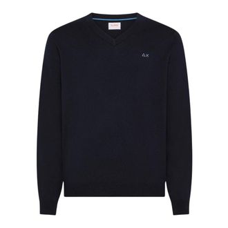 Sun 68 V-neck Knitwear, male, Blue, Size: XL Blue V-Neck Sweater Essential Winter Style