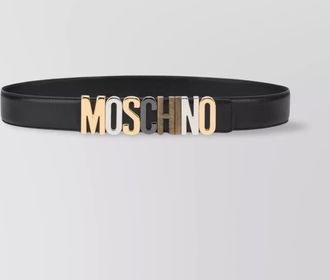 Moschino calfskin adjustable belt multi-tone buckle