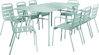 VENTE-UNIQUE.COM Conjunto de mesa y sillas para jard&iacute;n acero verde almendra