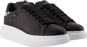 Alexander McQueen Womens Oversized Black Leather Sneaker Calfskin
