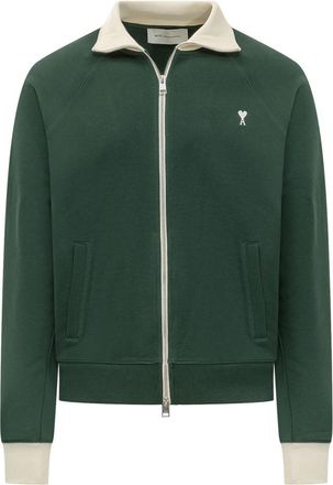 Ami Green Logo Zip-Up Sweatshirt