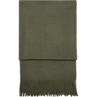 Mango Fringe Scarf in Medium Green at Nordstrom