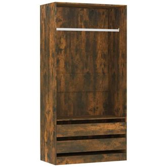 Berkfield Home Wardrobe Smoked Oak 100x50x200 cm Engineered Wood in Brown | Size: 100 x 50 x 200 cm