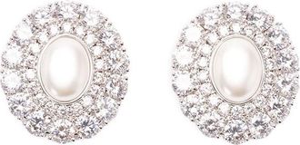 Self Portrait Oval Crystal Earrings