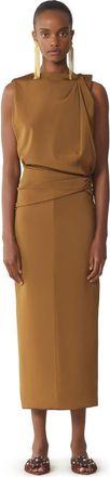 Lanvin Brown Midi Dress In Viscose in Golden Brown at Nordstrom, Size 36