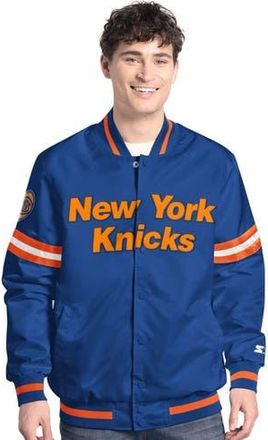 Starter Mens Starter Blue/Orange New York Knicks Scout Full Snap Varsity Jacket at Nordstrom, Size X-Large