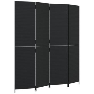 vidaXL Biombo De 4 Paneles Rat&aacute;n Sint&eacute;tico Negro Vidaxl