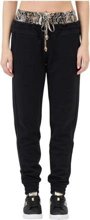 Just Cavalli Slangenprint Joggers - Dames - Sweatpants - Zwart - M - Katoen - Broeken