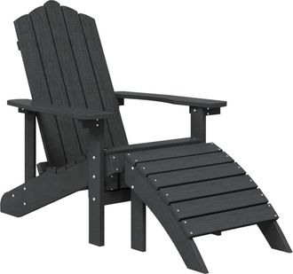 vidaXL Silla De Jard&iacute;n Adirondack Con Reposapi&eacute;s Hdpe Antracita Vidaxl