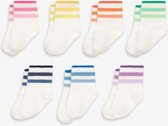 primary Baby Tonal Ringer Sock 7-Pack in Tonal Rainbow Mix at Nordstrom, Size 12-24M