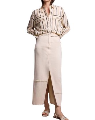 Summum Twill Denim Skirt In Beige