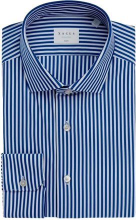 Xacus Slim Fit Actief Shirt Blauwe Strepen - Heren - Zakelijke Overhemden - Blauw - 2XL - Overhemden