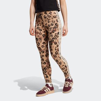 adidas Trainingstights ADIDAS SPORTSWEAR ANIMAL PRINT 3-STRIPES HIGH RISE LEGGINGS, Damen, Gr. S, N-Gr, multicolor, warm sandstone, Obermaterial: 90% Baumwol