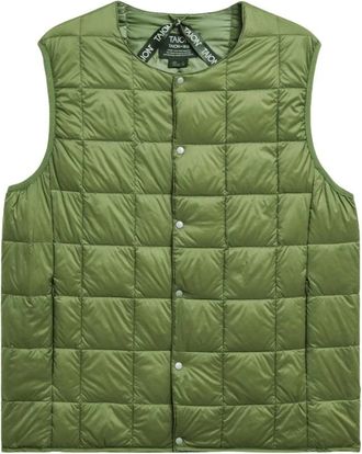TAION Vest Crewneck Button Down - Heren - Bodywarmers - Groen - XS - Jassen