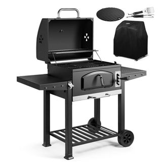 VonHaus XL American with Accessories Charcoal BBQ in Dark Grey