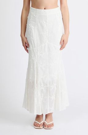 Extro&Vert Bella 3D Floral Embroidered Maxi Skirt in White at Nordstrom, Size X-Small