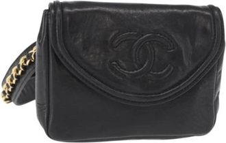 Chanel Pre-owned Belt Bags, female, Black, Size: ONE SIZE Pre-owned Vintage Leather Belt Bag