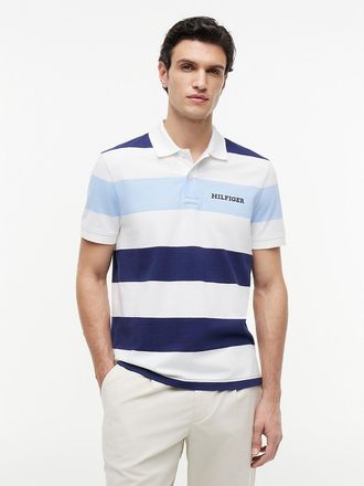 Tommy Hilfiger Mens Regular Fit Striped Polo - Navy - XXXL