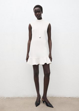 Mango Vestito volant collo perkins grezzo - Donna - XS - MANGO