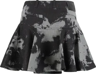 Fendi Womens Denim Skirt Ff Jacquard Black Cotton