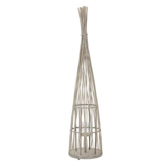ECD Germany Ecd Germany Lanterna In Bamb&ugrave; Da Giardino, Altezza 150 Cm, Colore Legno, Portacandela Con Catena Luminosa A Led E Inserto In Vetro, Lanterna A Vento, 