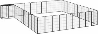 vidaXL Jaula Perros 42 Paneles Acero Recubierto Polvo Negro 50x100 Cm Vidaxl