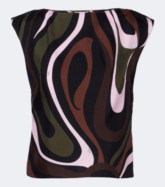 Pucci Top Marmo in twill di seta