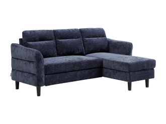 Vente-Unique Divano Letto Angolare Reversibile In Tessuto Testurizzato Blu Notte - Vanersi