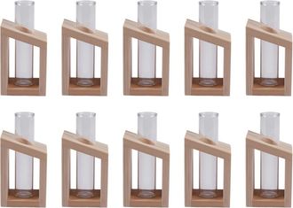 OEM 10 Jarrones De Tubo De Ensayo De Cristal En Un Soporte De Madera, Macetas Para Plantas Hidrop&oacute;nicas, Decoraci&oacute;n Para El Hogar Y El Jard&iacute;n