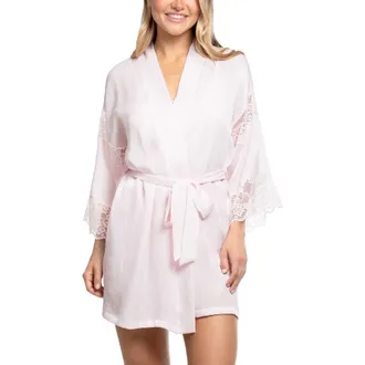 In Bloom by Jonquil Maxine Lace Trim Robe in Rose at Nordstrom, Size X-Small