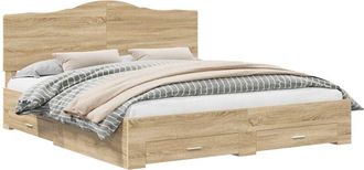 vidaXL Estructura De Cama Con Cabecera Roble Sonoma 200 X 200 Cm Vidaxl