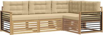 vidaXL Conjunto De Sof&aacute;s De Exterior 5 Uds. Y Beige Poli&eacute;ster Vidaxl