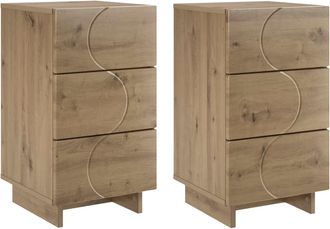 vidaXL Mesa De Noche 2 Pcs Roble Artisan 33,5 X 34,5 X 60 Cm Vidaxl