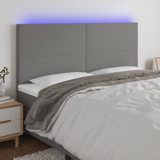 vidaXL Vidaxl - Cabecero Con Luces Led Tela Gris Oscuro 180x5x118/128 Cm