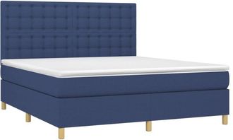 vidaXL Vidaxl - Cama Box Spring Colch&oacute;n Y Luces Led Tela Azul 160x200 Cm