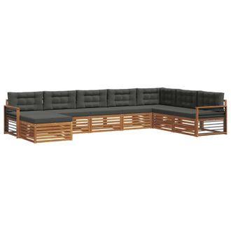 vidaXL Conjunto De Sof&aacute;s De Exterior 8 Pcs Natural Y Antracita Vidaxl