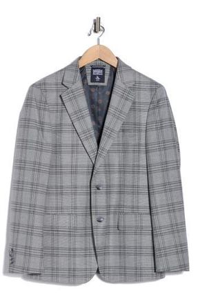 Original Penguin Plaid Notch Lapel Sport Coat in Grey at Nordstrom Rack, Size 42 Regular
