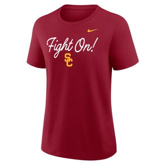 Nike USC Script Mantra Logo Nike Womens College T-Shirt in Red | 01K969WSCJ-VVT