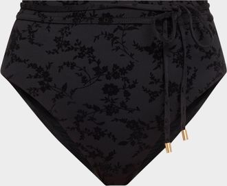 Zimmermann Wylie Textured High-Waist Bikini Bottoms