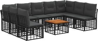 vidaXL Conjunto De Sof&aacute;s De Exterior 10 Uds. Negro Y Gris Oscuro Vidaxl