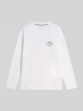 Tommy Hilfiger Regular Fit Langarmshirt aus reiner Baumwolle in Weiss, Gr&ouml;&szlig;e XXL
